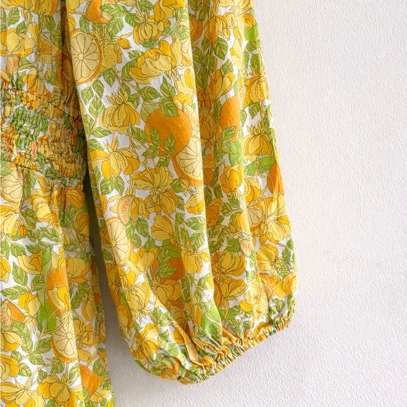 J.Crew Limone Print V-Neck Cotton Lawn Mini Dress Smocked SIZE M - Picture 5 of 6